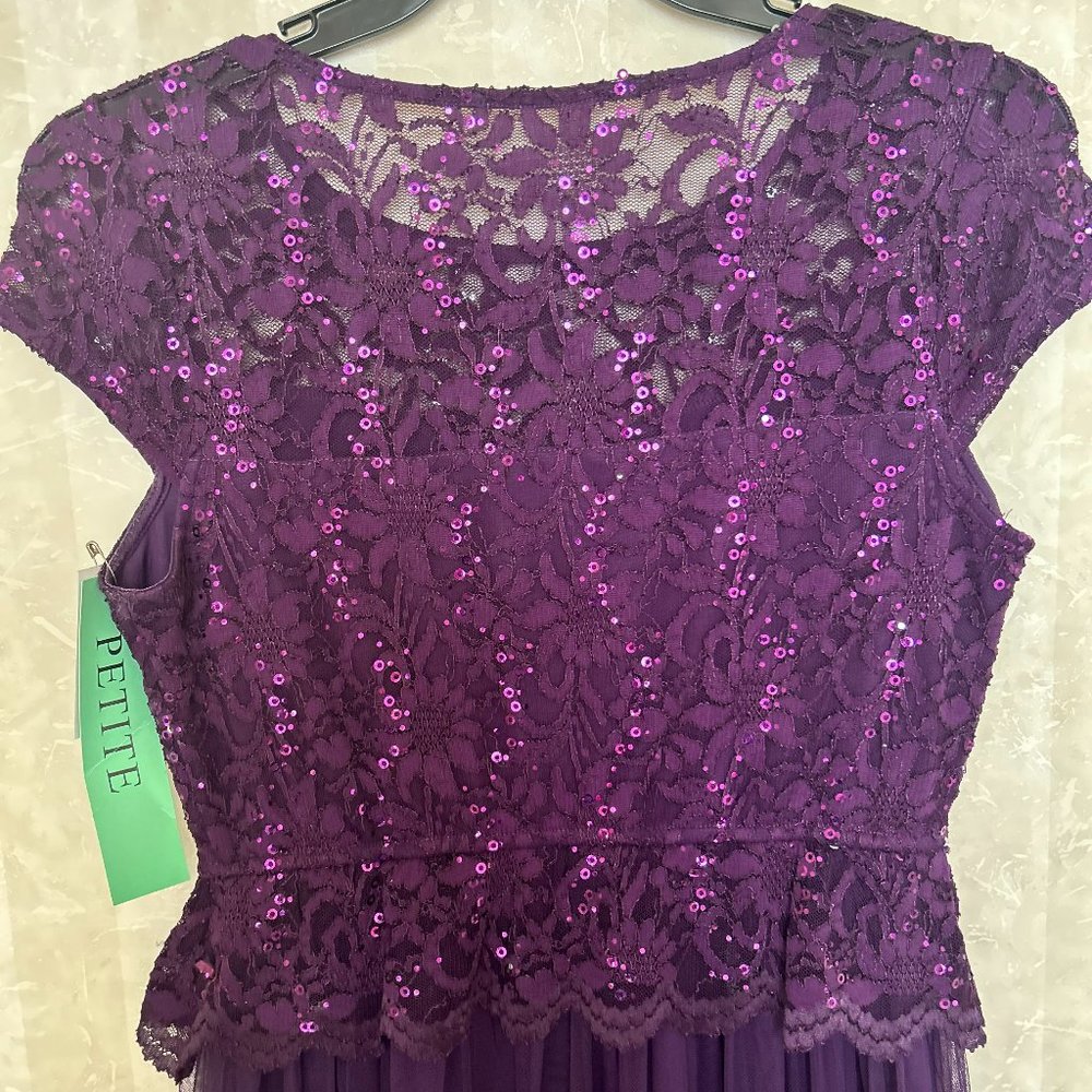 Purple Lace Sequins Long and Lovely PETITE LARGE Dress for the HOLIDAYS